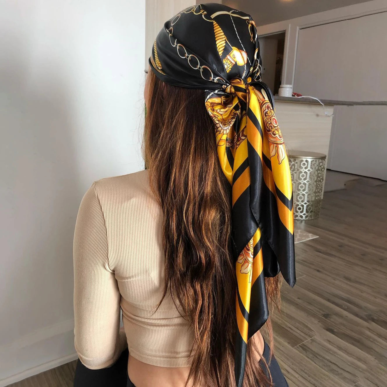 Chic Satin Headscarf – Stylish Touch for Hair & Neck.