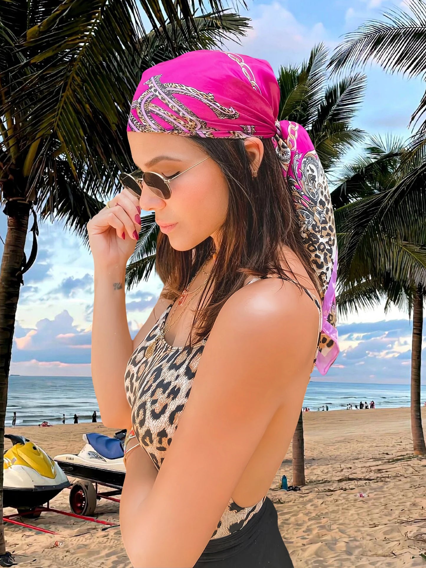 Chic Satin Headscarf – Stylish Touch for Hair & Neck.