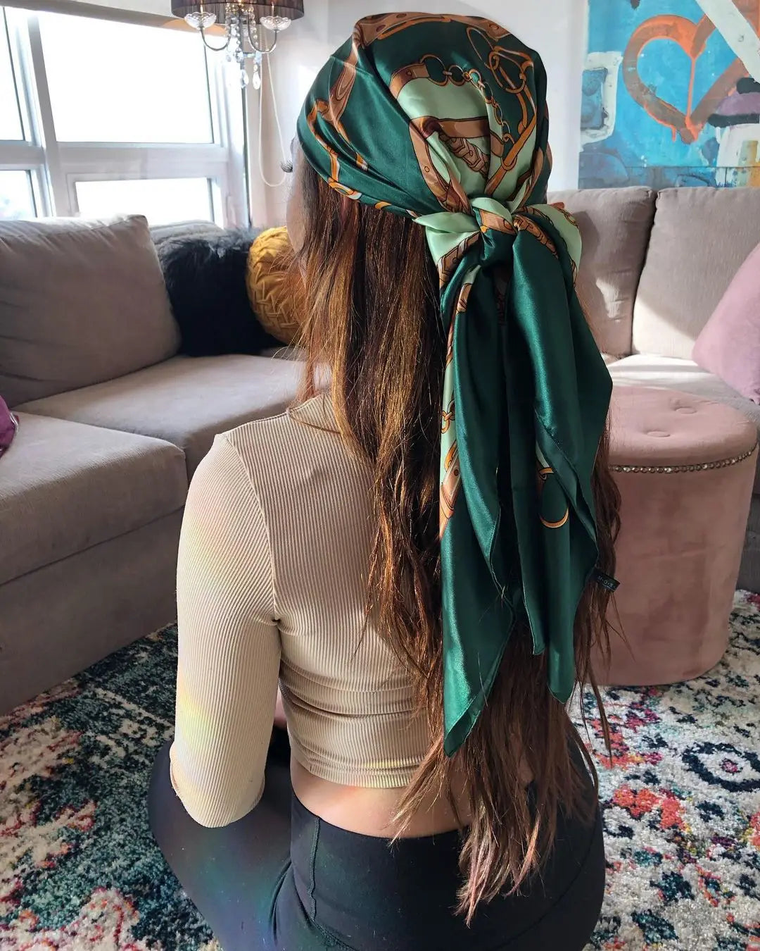 Chic Satin Headscarf – Stylish Touch for Hair & Neck.