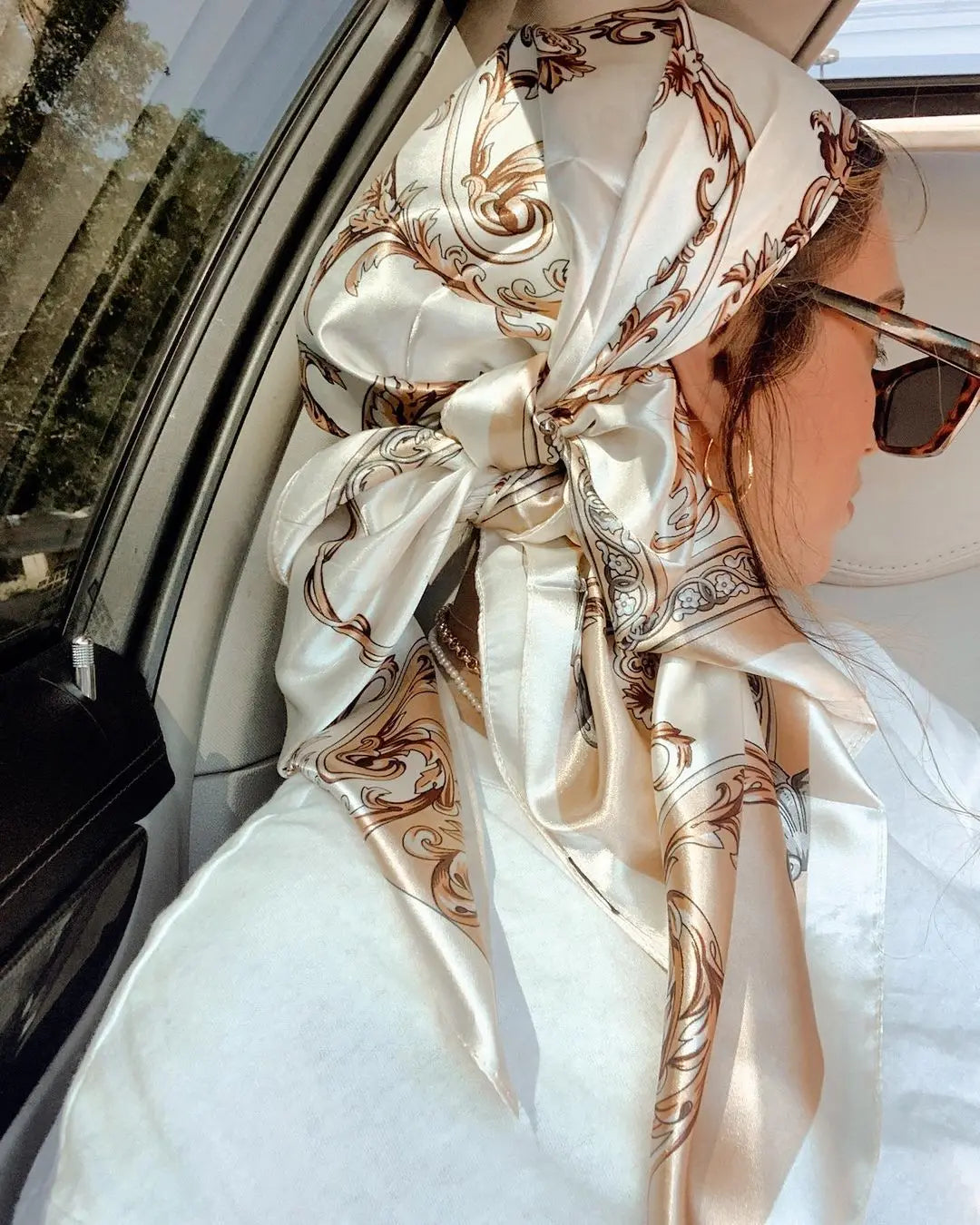 Chic Satin Headscarf – Stylish Touch for Hair & Neck.